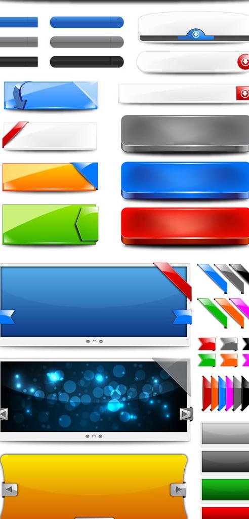网页横幅标签按钮矢量图 AI