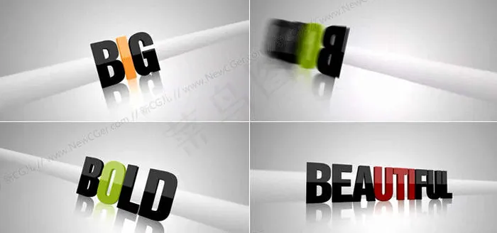 干净简洁的旋转交替字幕展示动画