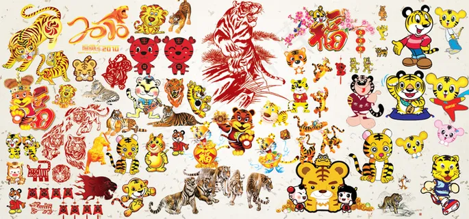 卡通老虎大全PSD分层素材