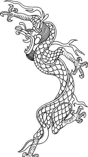 龙纹 中华传统 花纹 黑白 装饰 AIai矢量模版下载
