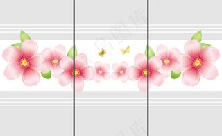 花朵图案免费玻璃门PSD素材下载