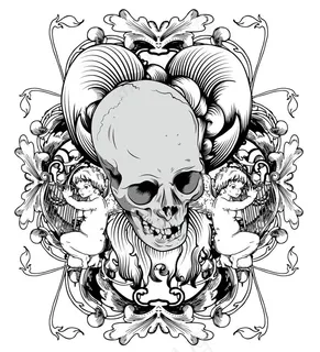 矢量手绘线稿的魔鬼和天使矢量