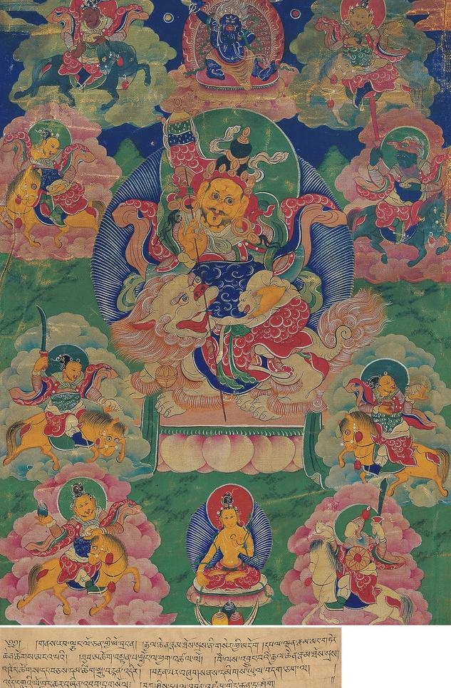 财宝天王与八骏财神唐卡图片