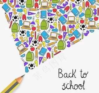 卡通手绘数字字母学习用品矢量背景