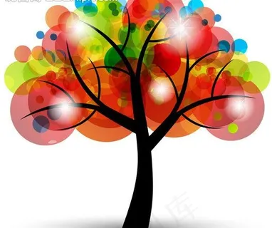 多彩创意树矢量素材图片
