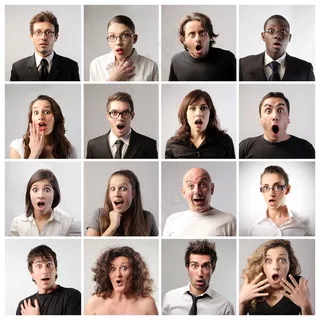 惊讶表情的男女图片