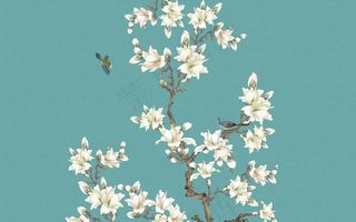 新中式花卉背景墙