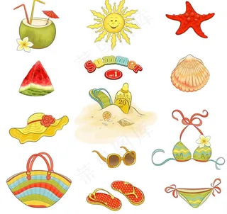 夏日海滩主题矢量素材图片