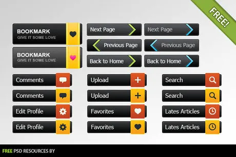 按钮集合PSD素材psd模版下载