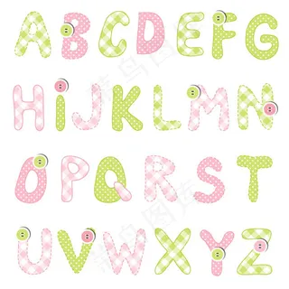 布艺纽扣字母设计矢量素材下载