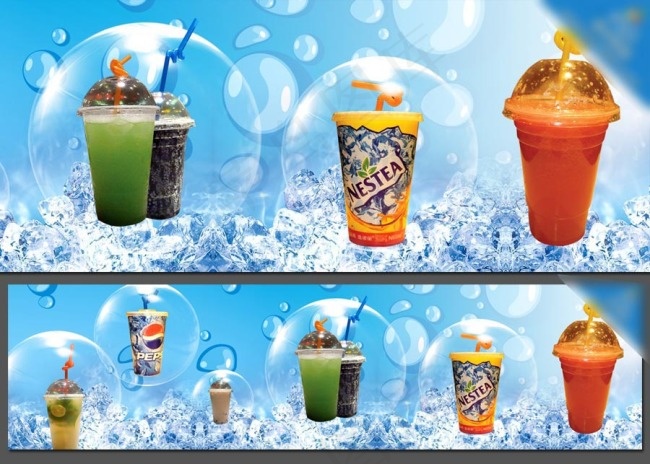 水吧冷饮展板海报