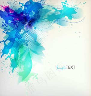 炫彩花朵泼溅墨迹背景矢量素材