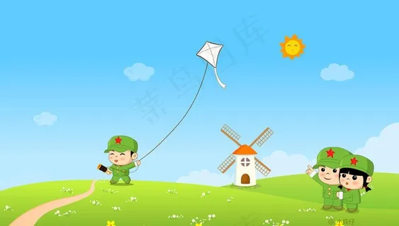 小兵仔壁纸放风筝图片