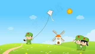 小兵仔壁纸放风筝图片