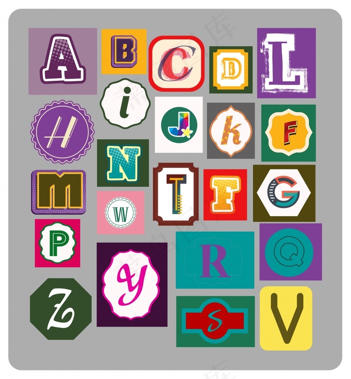 可爱的字母设计ai矢量模版下载