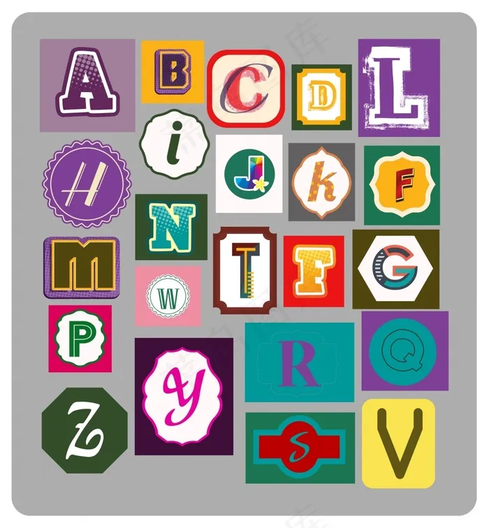 可爱的字母设计ai矢量模版下载