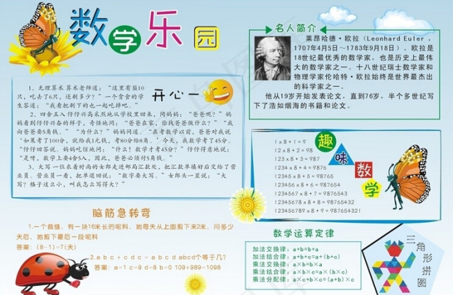 数学手抄报设计cdr矢量模版下载