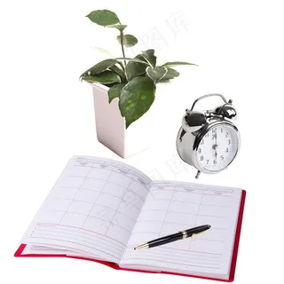 盆栽 闹钟 笔记本图片