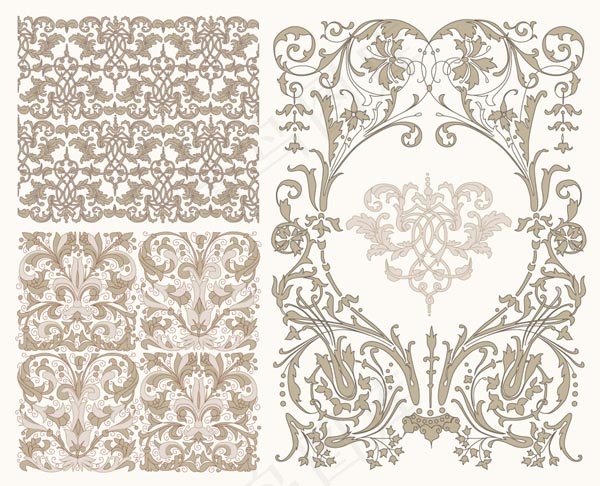 各种花纹矢量底纹花边图案