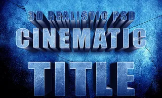 蓝色颓废纹理3D艺术字PSD模板