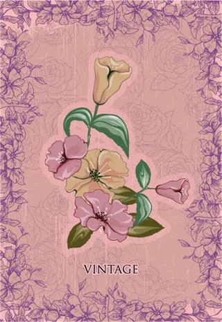 粉色背景与花朵婚礼请柬图片