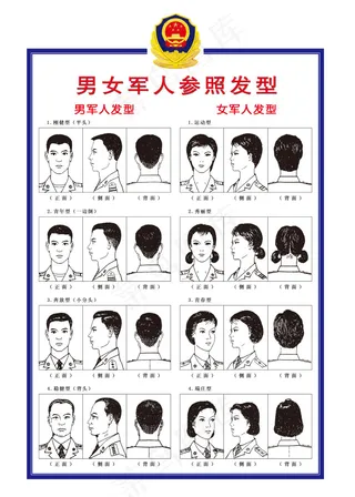 男女军人参照发型图