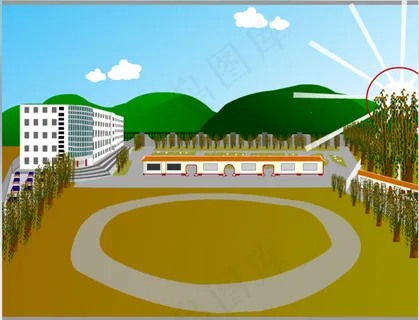 校园动画场景flash矢量素材