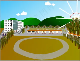 校园动画场景flash矢量素材