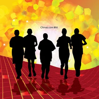 运动人物剪影矢量图