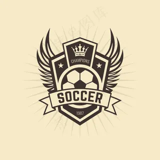 足球奖杯皇冠标志元素装饰图案