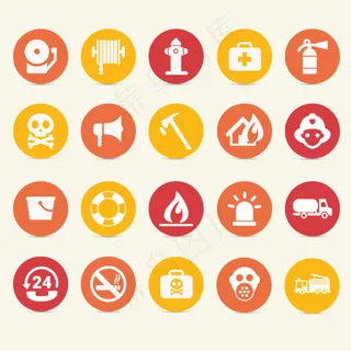 20个消防元素图标矢量素材