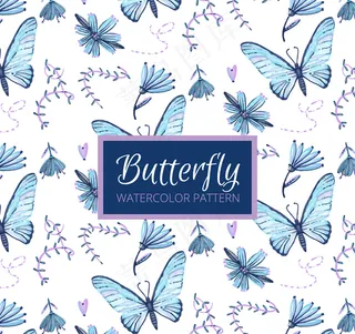 蝴蝶唯美素材剪影背景蓝色