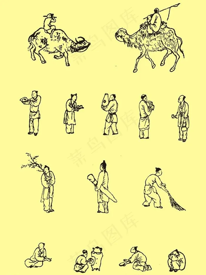 国画古代人物图片cdr矢量模版下载