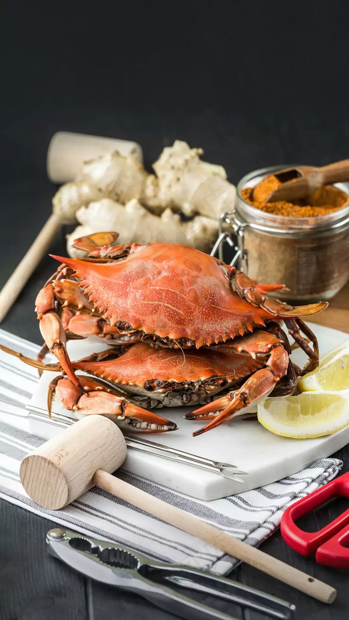 螃蟹木锤高清摄影图片