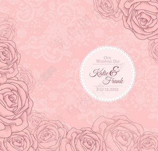 粉色手绘玫瑰婚