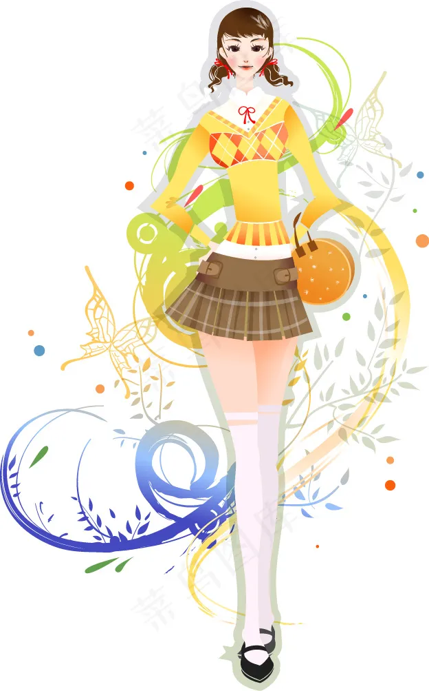短裙少女eps,ai矢量模版下载