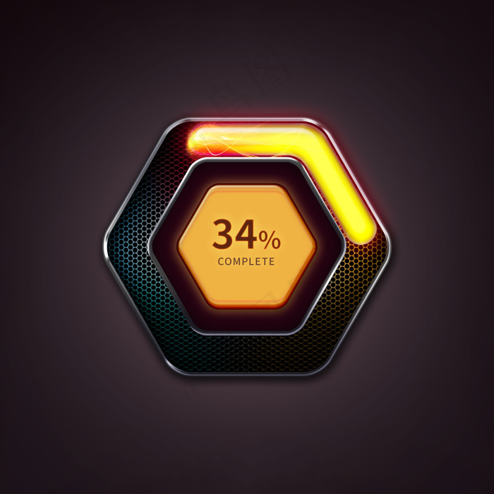 APP六边形进度条素材UI