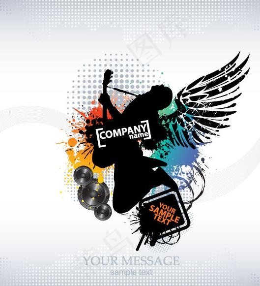 潮流音乐主题矢量素材图片