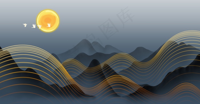 横版高端简约中国风背景中秋节日海报