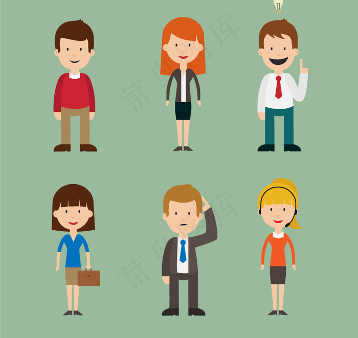 6款卡通职场人物矢量素材