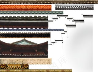 各种古建筑屋檐合辑PSD抠图素材下...