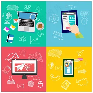 现代科技概念插图与方便的设备免费矢...