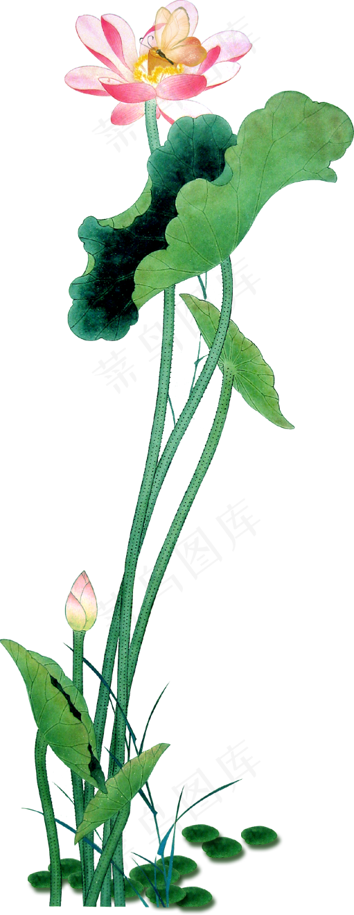 中国风古典水墨梅花桃花免扣png背...(511X1320)
