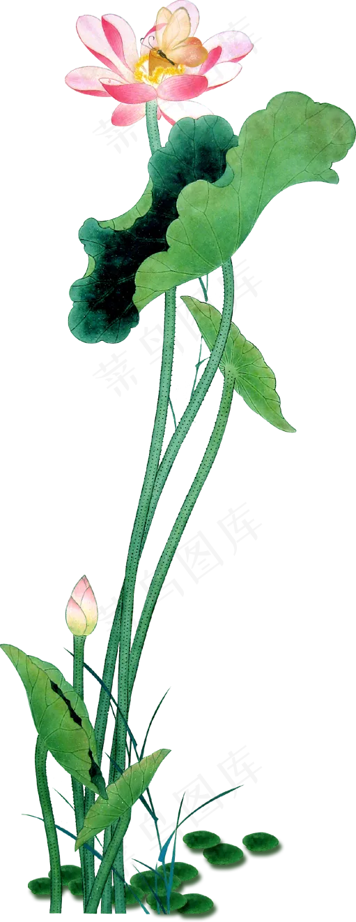 中国风古典水墨梅花桃花免扣png背...