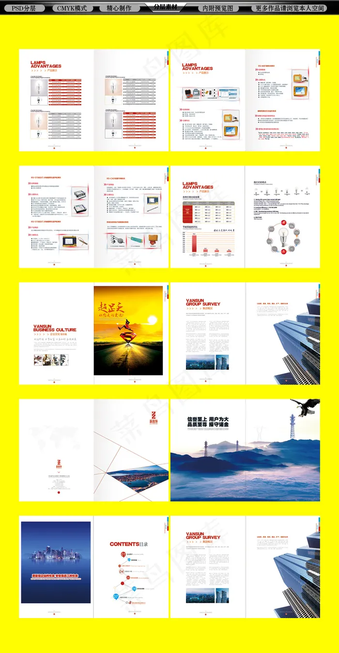 蓝色科技大气国际集团画册(5031X3437(DPI:300))psd模版下载
