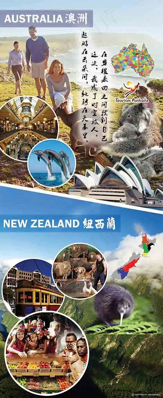 澳洲与纽西兰旅游海报psd模版下载