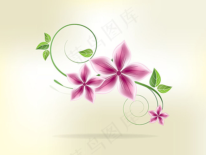 绿叶与鲜花花纹