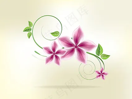 绿叶与鲜花花纹