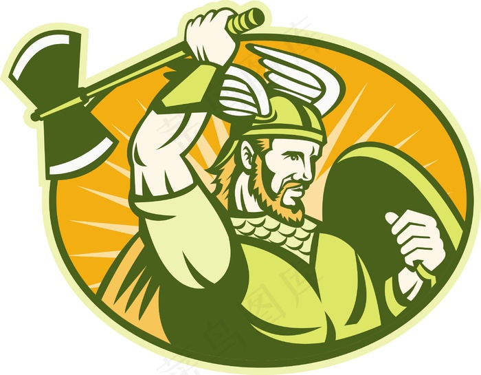 维京入侵者野蛮人战士复古