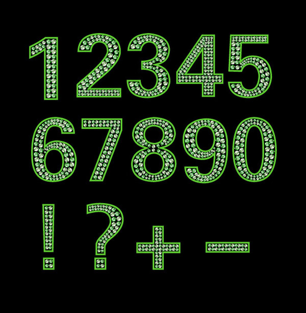 钻石英文及数字矢量素材绿ai矢量模版下载